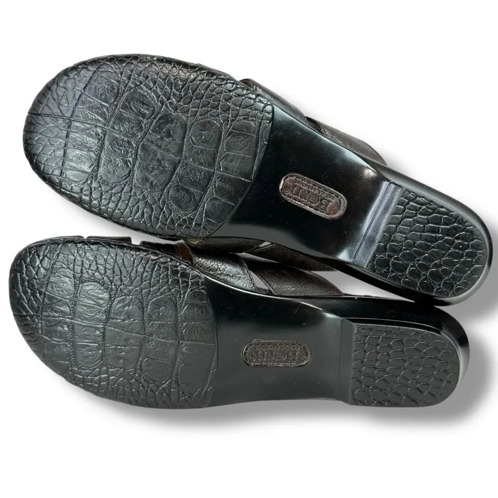 Born Slip On Leather Mules Backless Fisherman Slide Sandals Brown Womens Size 6